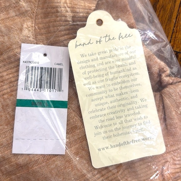 Band of the free sweater camel long sleeve ribbed knit sz Large New with tags - Picture 5 of 8